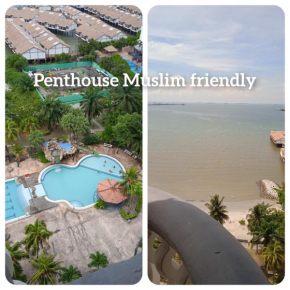 Santai Inn apartment 3 bilik Mosleem only at Glory Beach Resort
